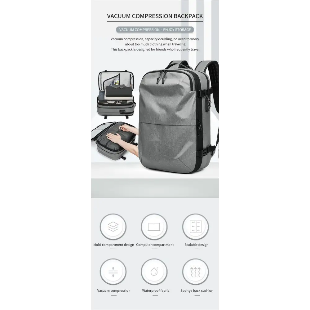 Vacuum Compression Backpack Business Travel Large Capacity Travel Backpack Water-Repellent Luggage Bag Multi-Functional