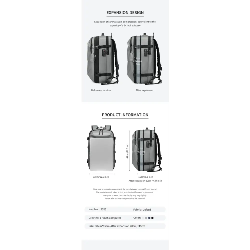 Vacuum Compression Backpack Business Travel Large Capacity Travel Backpack Water-Repellent Luggage Bag Multi-Functional