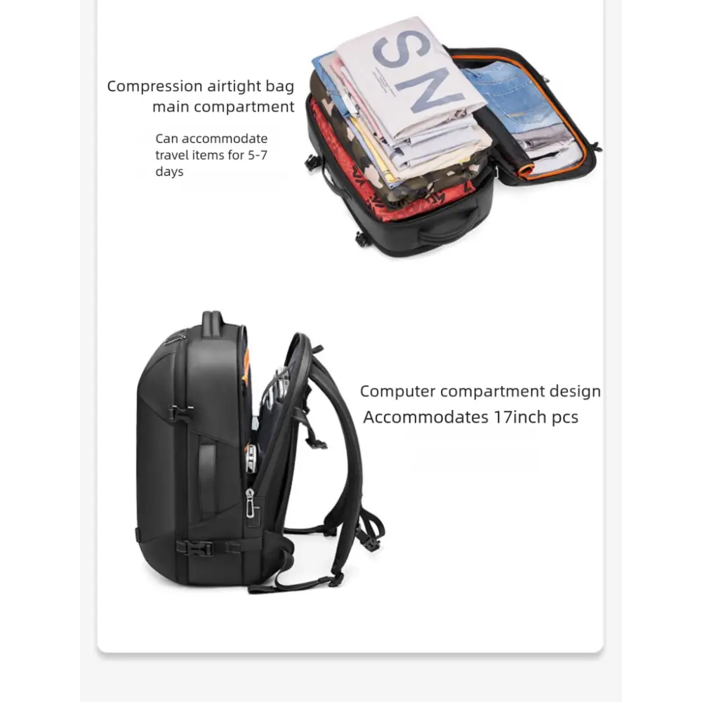 Vacuum Compression Backpack Men’s Large Capacity Business Commuting Computer Bag Multifunctional Dry and Wet Separation