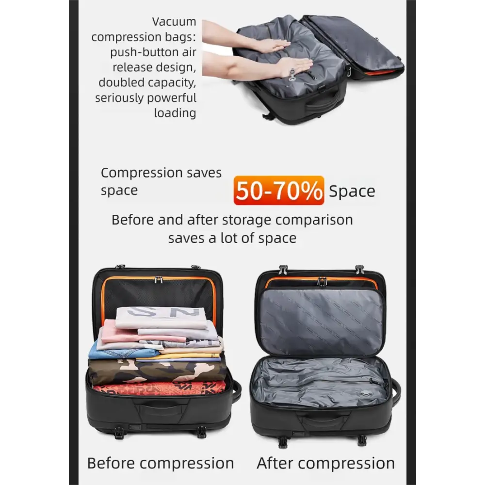 Vacuum Compression Backpack Men’s Large Capacity Business Commuting Computer Bag Multifunctional Dry and Wet Separation