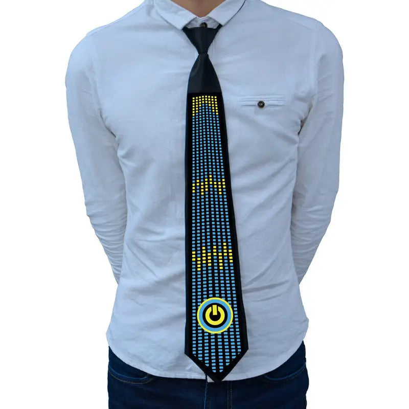 Voice-activated luminous tie Christmas ball party performance fun Halloween pattern voice-activated el luminous tie