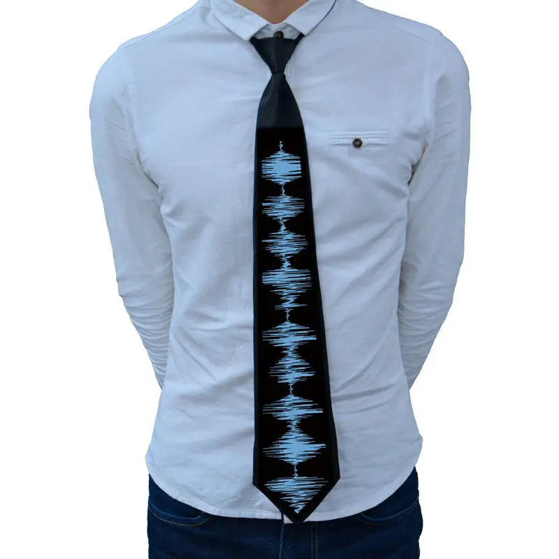 Voice-activated luminous tie Christmas ball party performance fun Halloween pattern voice-activated el luminous tie
