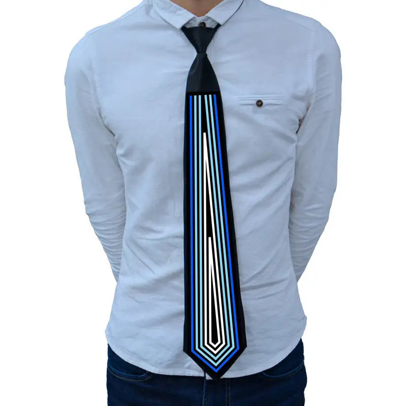 Voice-activated luminous tie Christmas ball party performance fun Halloween pattern voice-activated el luminous tie