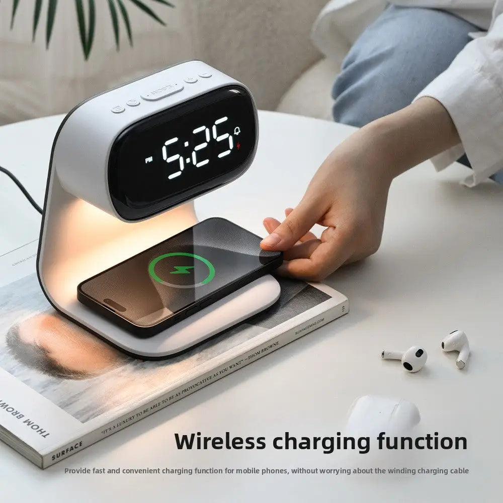 Wireless Charging Clock Night Light Multi-Functional Plug-in Home Bedside Lamp Light Luxury High-End Alarm Clock Lamp