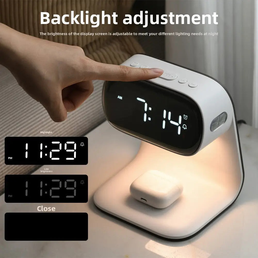 Wireless Charging Clock Night Light Multi-Functional Plug-in Home Bedside Lamp Light Luxury High-End Alarm Clock Lamp