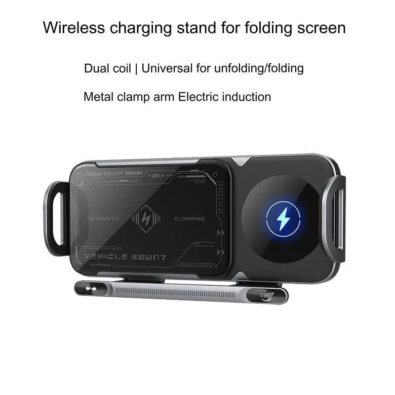 Wireless Fast Charging Car Phone Holder Compatible with Huawei Samsung ZFold 40% off Foldable Phone Holder - X01 Gray