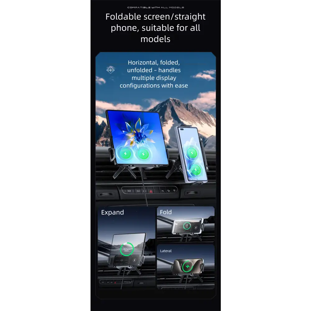 Wireless Fast Charging Car Phone Holder Compatible with Huawei Samsung ZFold 40% off Foldable Phone Holder