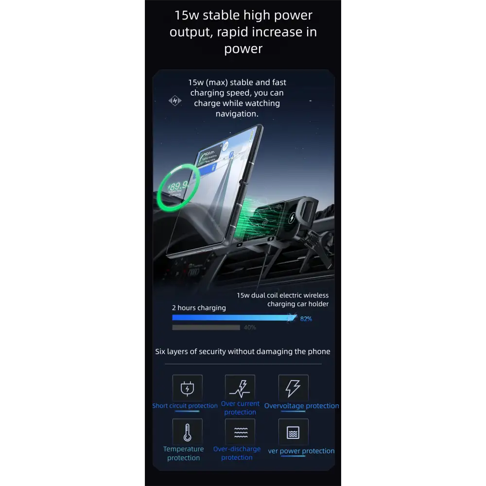 Wireless Fast Charging Car Phone Holder Compatible with Huawei Samsung ZFold 40% off Foldable Phone Holder