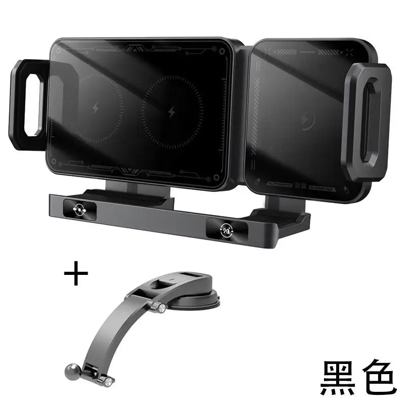 Wireless Fast Charging Car Phone Holder Compatible with Huawei Samsung ZFold 40% off Foldable Phone Holder - X06 Black