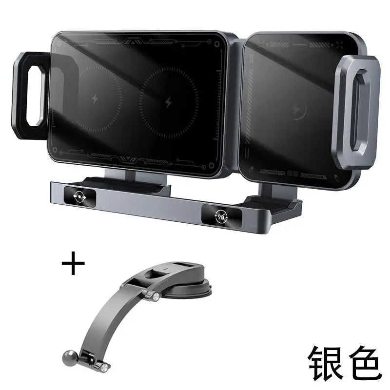 Wireless Fast Charging Car Phone Holder Compatible with Huawei Samsung ZFold 40% off Foldable Phone Holder - X06 Silver