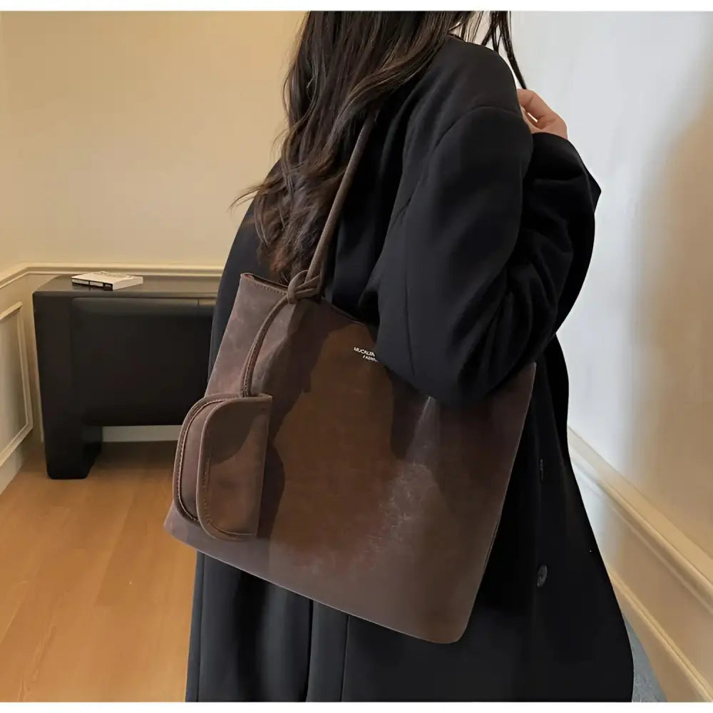 Women’s PU Embossed Bucket Bag with Magnetic Buckle – Ethnic Style - Fashion / Women’s Bags / Shoulder & Tote Bags
