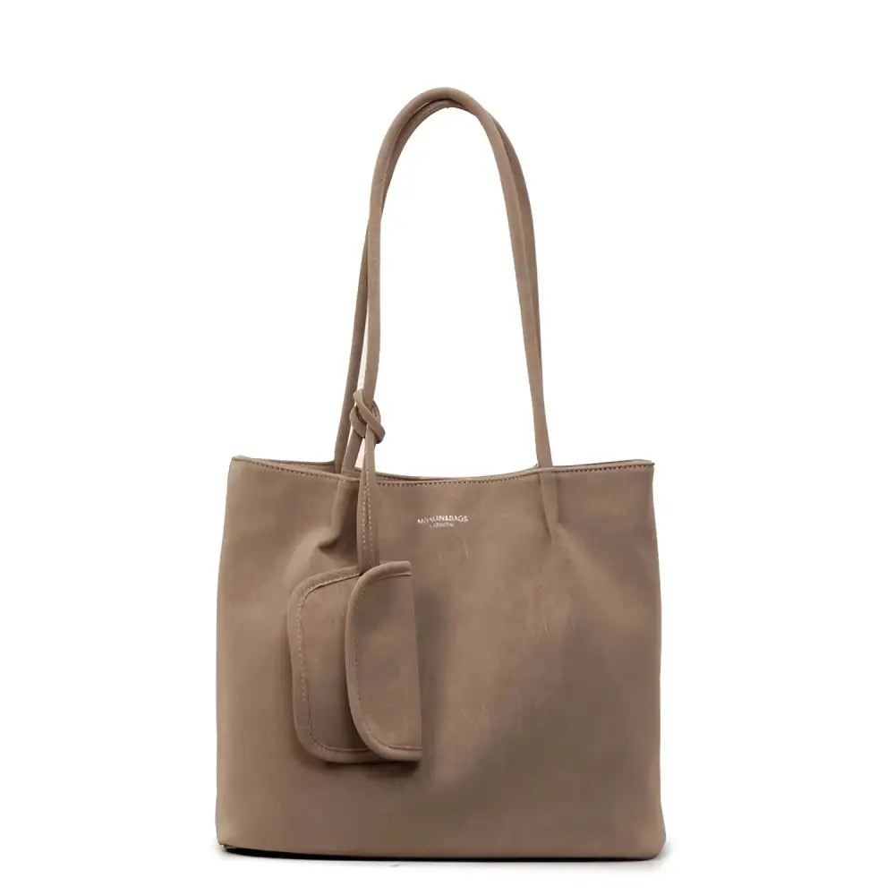 Women’s PU Embossed Bucket Bag with Magnetic Buckle – Ethnic Style - Khaki / Free size - Fashion / Women’s Bags
