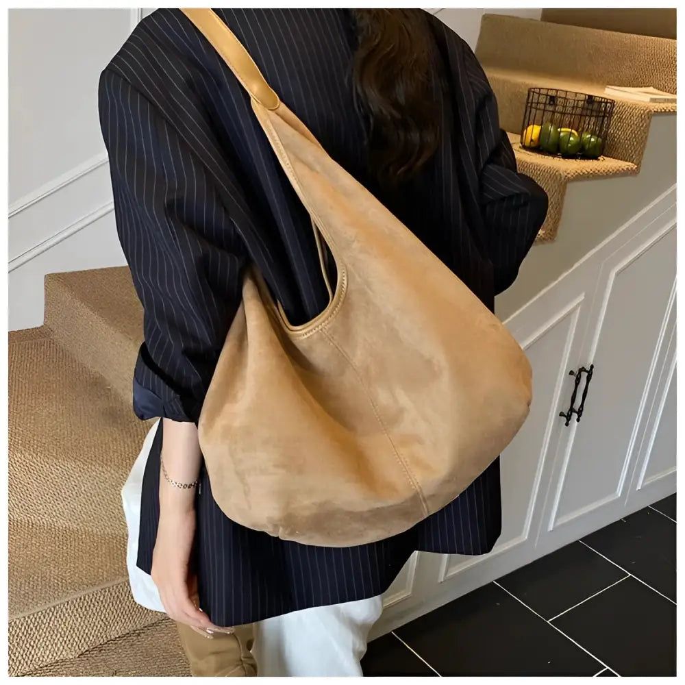Women’s Suede Shoulder Tote Bag – Magnetic Buckle Commuter Handbag - Fashion / Women’s Bags / Shoulder & Tote Bags
