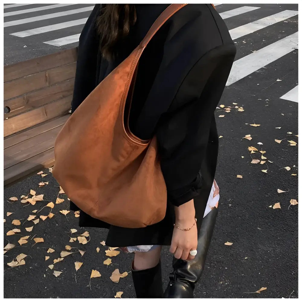 Women’s Suede Shoulder Tote Bag – Magnetic Buckle Commuter Handbag - Fashion / Women’s Bags / Shoulder & Tote Bags