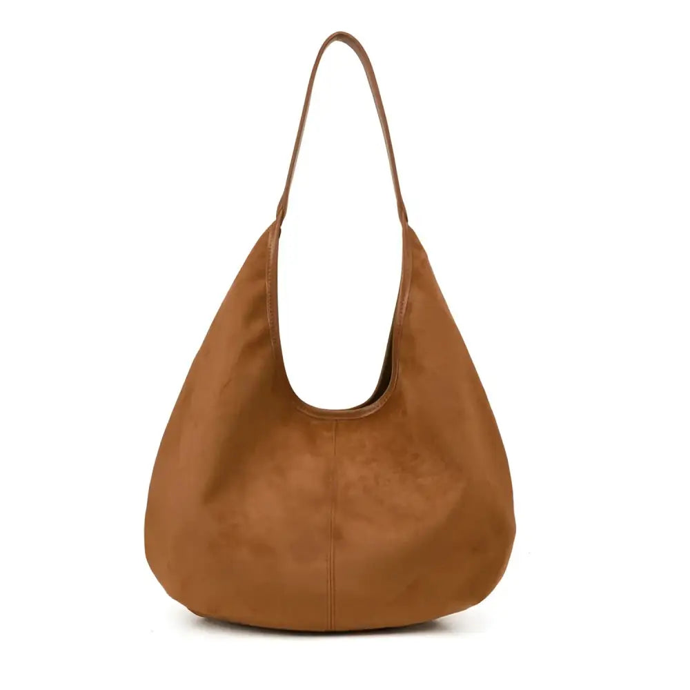 Women’s Suede Shoulder Tote Bag – Magnetic Buckle Commuter Handbag - Brown / Free size - Fashion / Women’s Bags