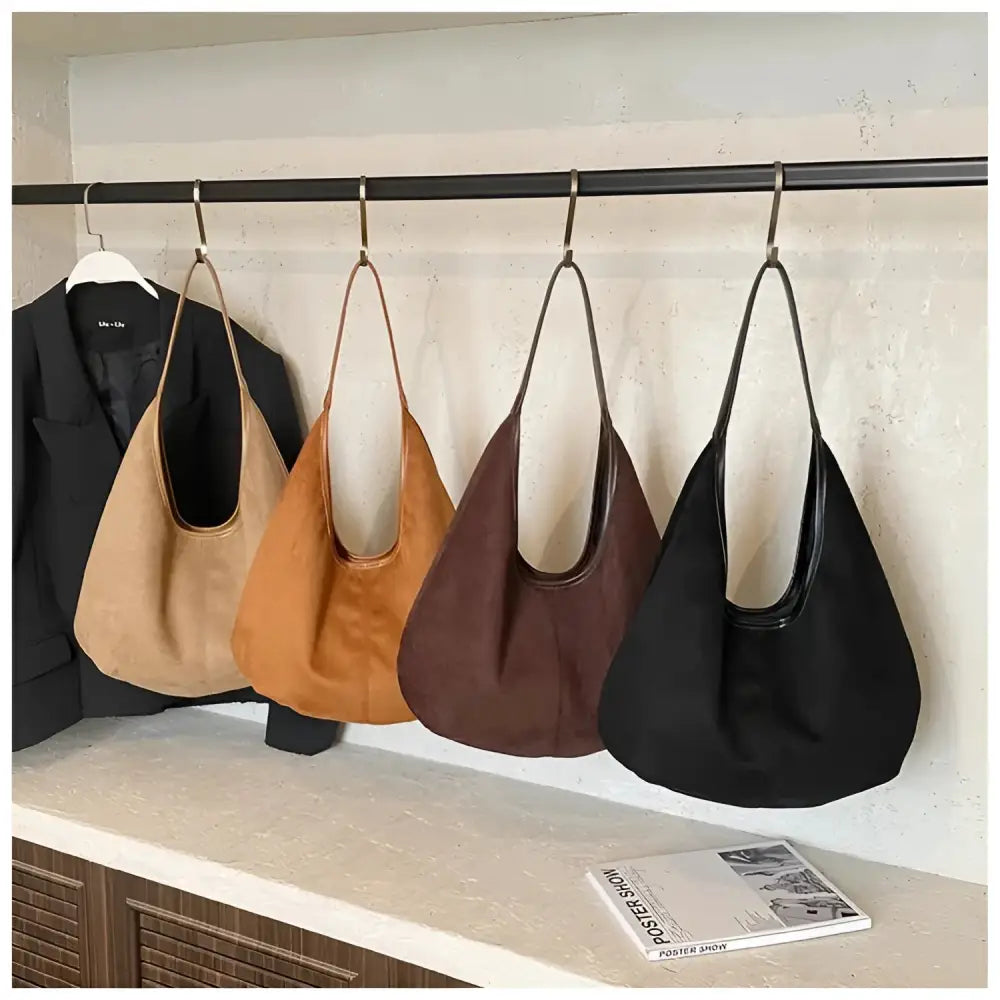 Women’s Suede Shoulder Tote Bag – Magnetic Buckle Commuter Handbag - Fashion / Women’s Bags / Shoulder & Tote Bags
