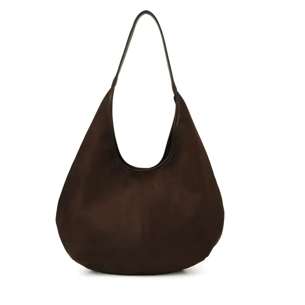 Women’s Suede Shoulder Tote Bag – Magnetic Buckle Commuter Handbag - Coffee color / Free size - Fashion / Women’s Bags