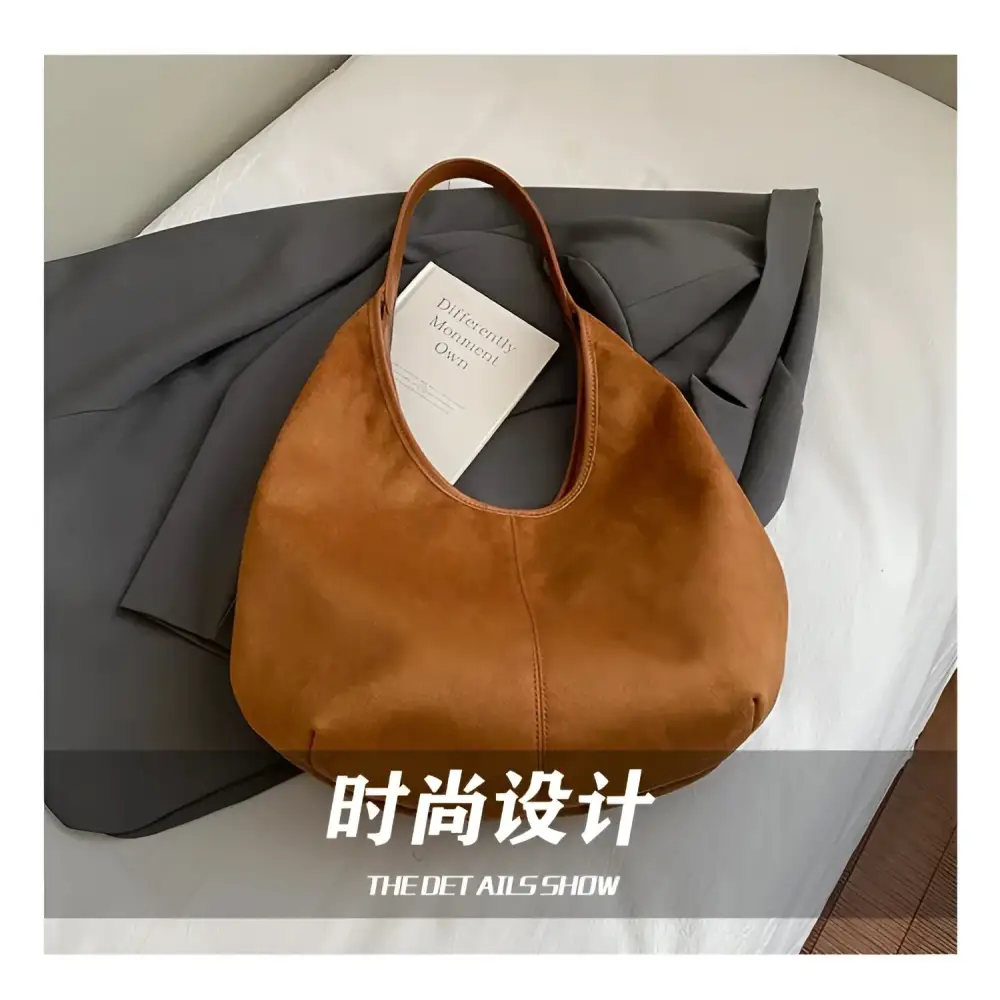 Women’s Suede Shoulder Tote Bag – Magnetic Buckle Commuter Handbag - Fashion / Women’s Bags / Shoulder & Tote Bags