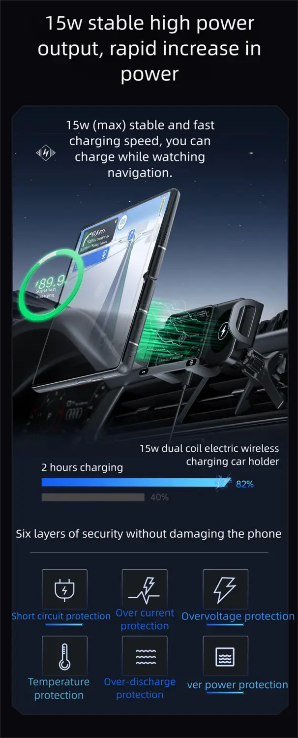 Car Phone Holder with Wireless Charging | Flat & Foldable | Vertical & Horizontal