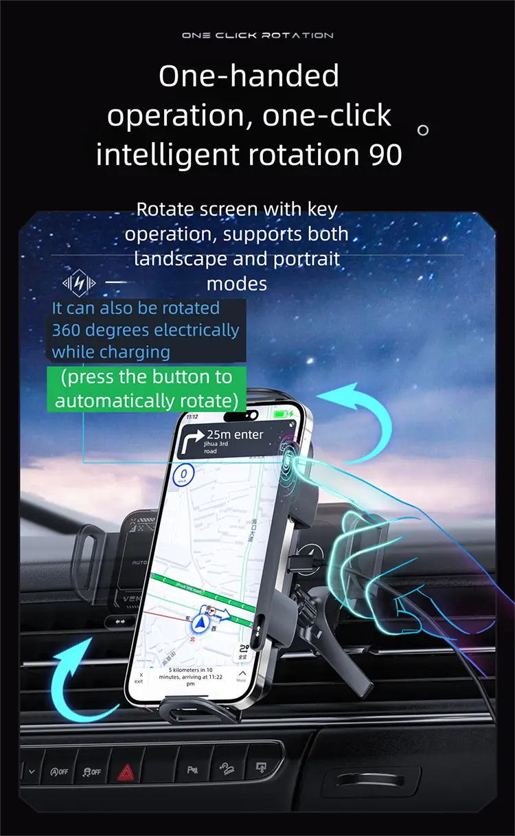 Car Phone Holder with Wireless Charging | Flat & Foldable | Vertical & Horizontal