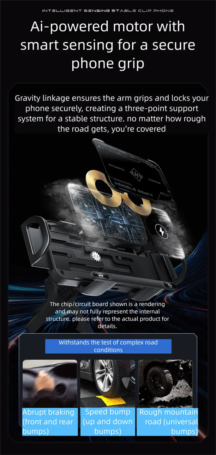 Car Phone Holder with Wireless Charging | Flat & Foldable | Vertical & Horizontal