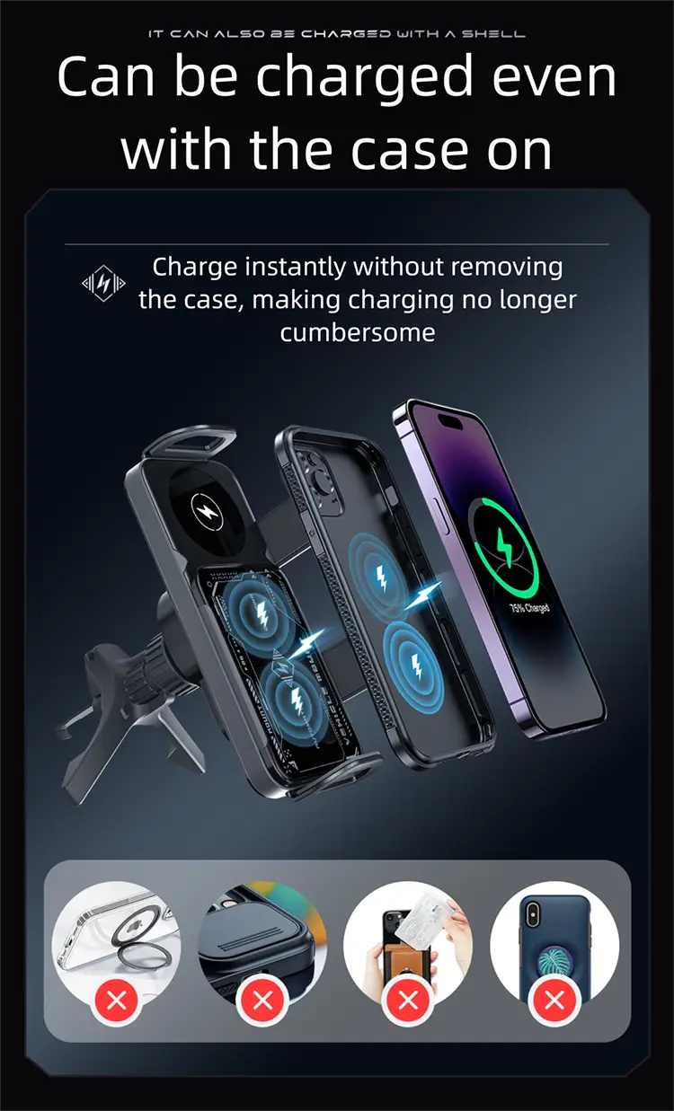 Car Phone Holder with Wireless Charging | Flat & Foldable | Vertical & Horizontal