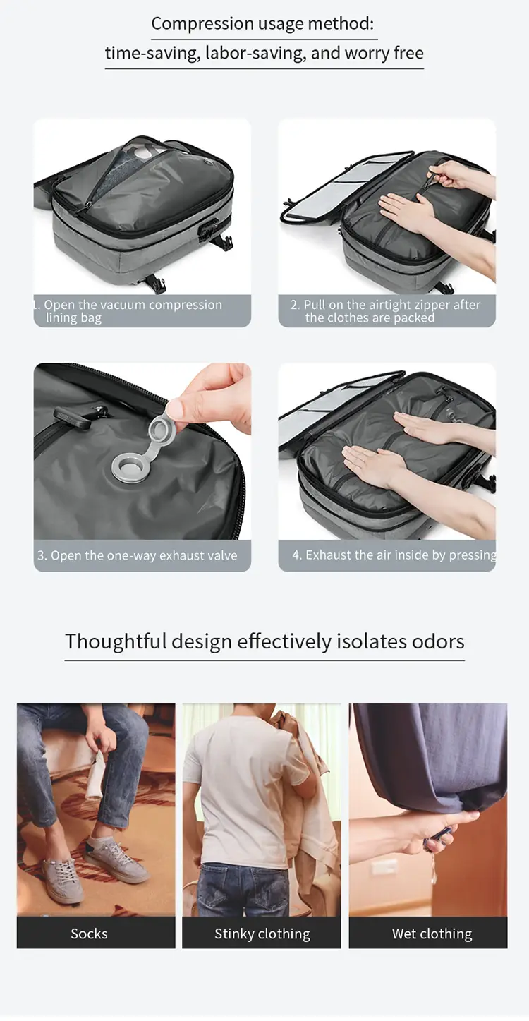 Vacuum Compression Backpack Business Travel Large Capacity Travel Backpack Water-Repellent Luggage Bag Multi-Functional