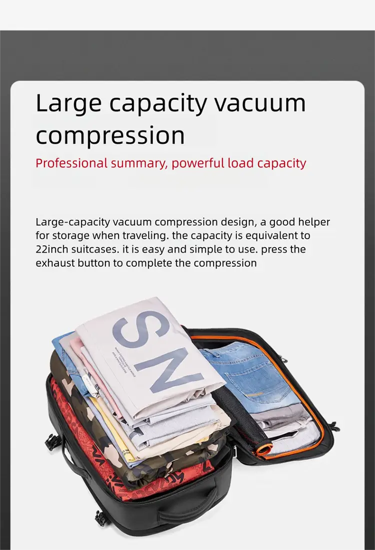 Vacuum Compression Backpack Men’s Large Capacity Business Commuting Computer Bag Multifunctional Dry and Wet Separation