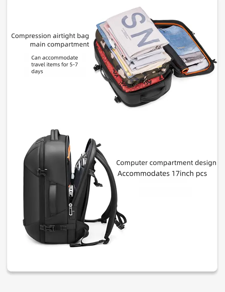 Vacuum Compression Backpack Men’s Large Capacity Business Commuting Computer Bag Multifunctional Dry and Wet Separation