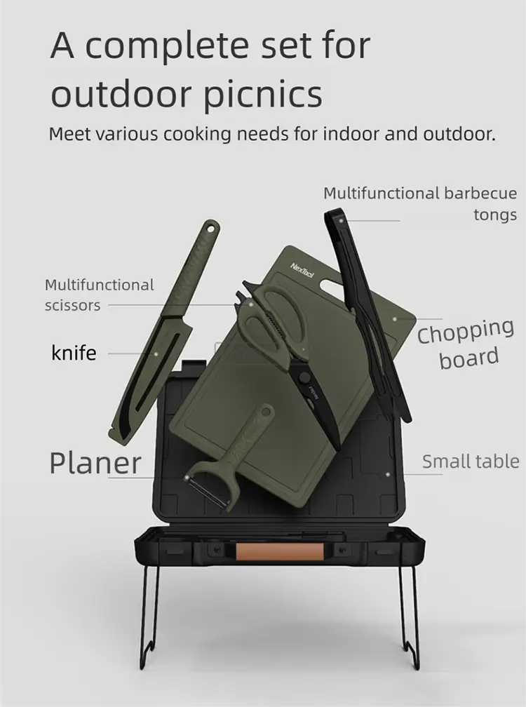 Magic Outdoor BBQ Tool Box Kitchenware Portable Set Camping Cutting Board Peeler Picnic Cooking
