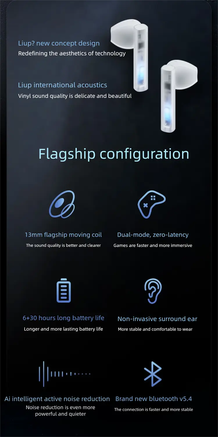 Flowing Sand Gaming Bluetooth Earbuds | Active Noise Cancelling TWS Earphones