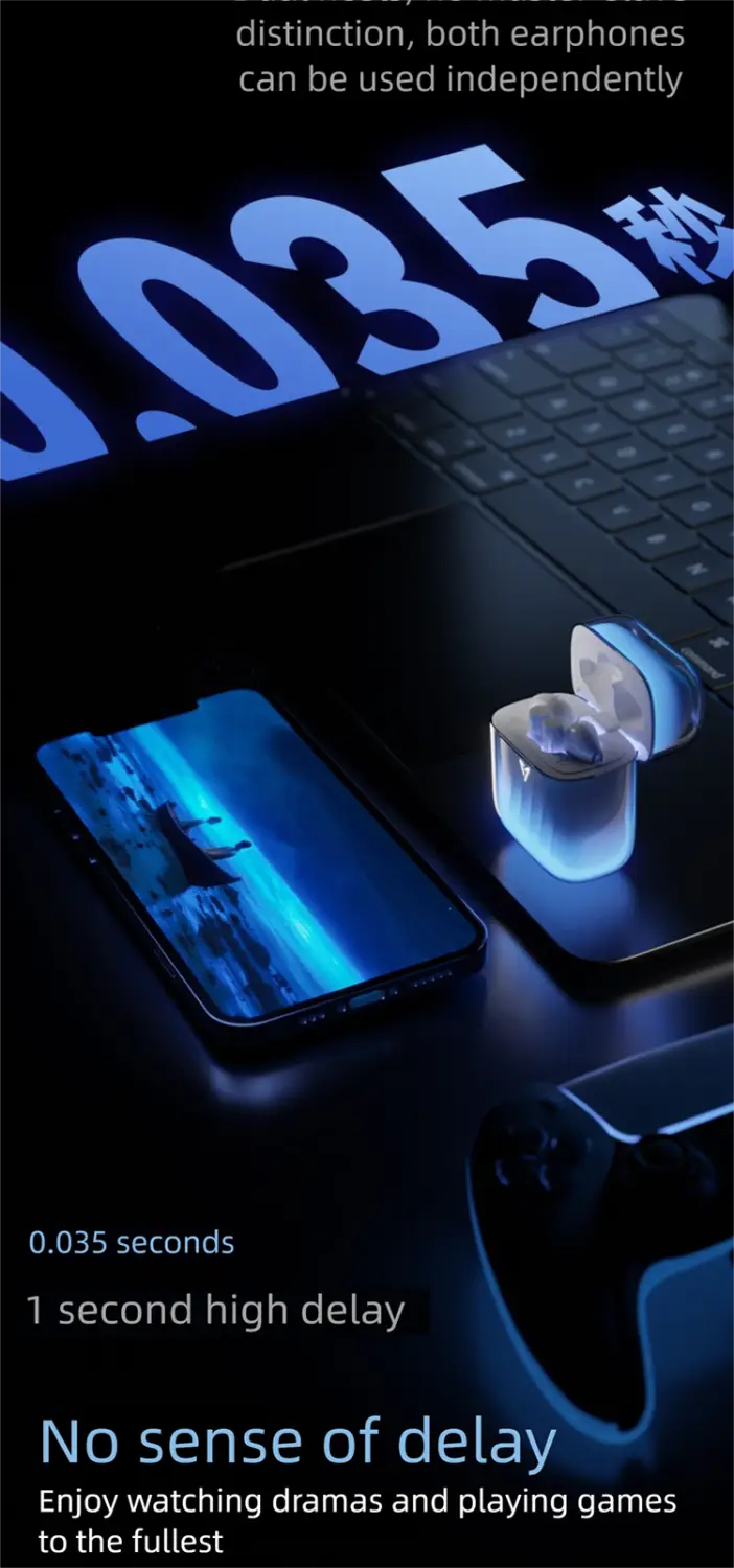 Flowing Sand Gaming Bluetooth Earbuds | Active Noise Cancelling TWS Earphones
