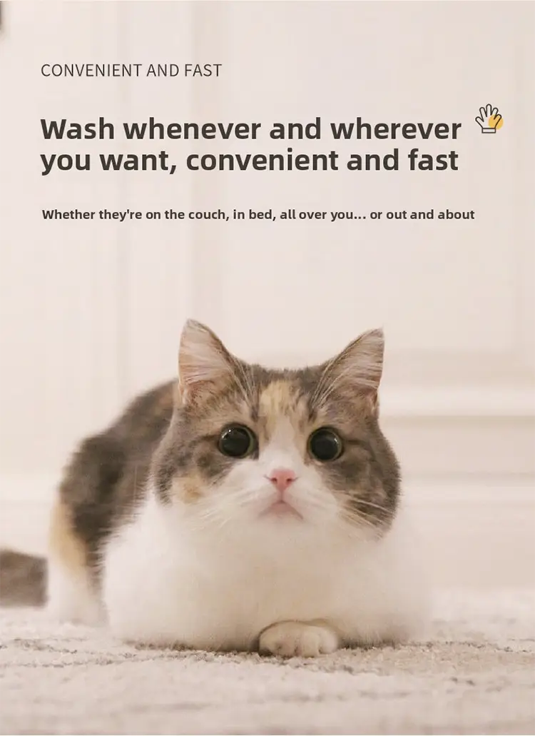 Pet Disposable Wet Wipes Gloves for Dogs & Cats | Bath-Free Cleaning & Deodorizing 6-Pack with Plant Extracts