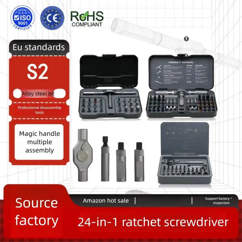 24-in-1 Ratchet Screwdriver Set with S2 Steel Bits – Multi-Functional Household Repair Tool Kit - Toolkit