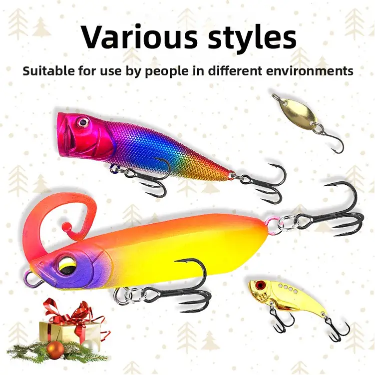 24-Piece Christmas Fishing Lure Set | Blind Box Multi-Variety Fishing Bait Gift Box for Anglers - 24-piece Lure Bait