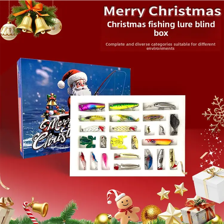 24-Piece Christmas Fishing Lure Set | Blind Box Multi-Variety Fishing Bait Gift Box for Anglers - 24-piece Lure Bait