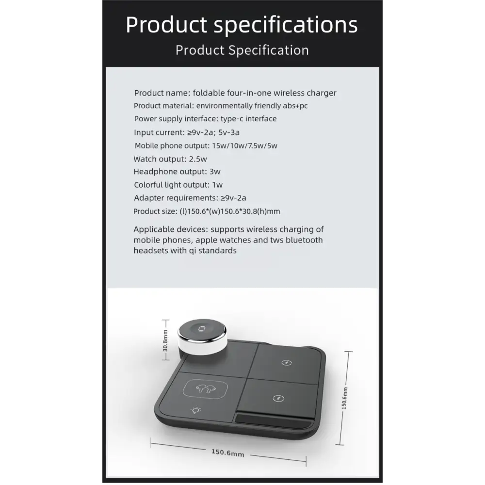 4-in-1 Desktop Wireless Charger with Phone Stand | Fast Charging Station for Phone & Smartwatch - Electronics