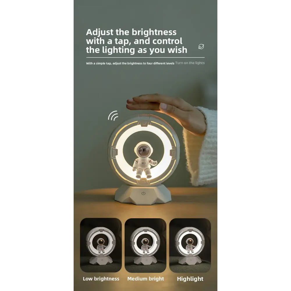 Astronaut Night Light for Girls’ Bedroom Bedside Astronaut Atmosphere Tap Light Rechargeable Sleep Companion - Lamp
