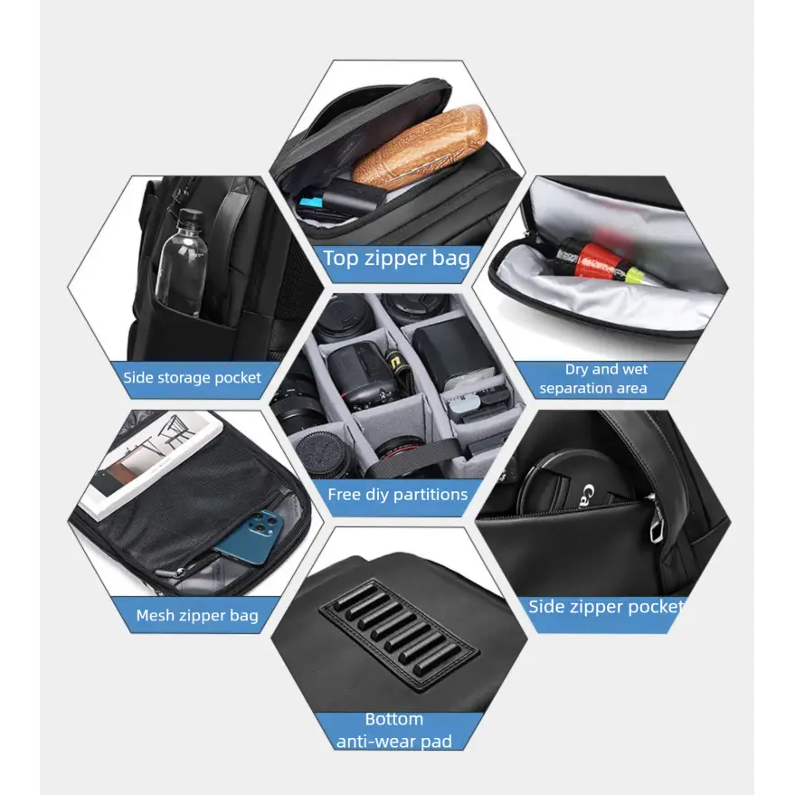 Backpack Camera Bag Photography Video Camera Digital Bag Waterproof Anti-theft Large Capacity Drone Bag - black