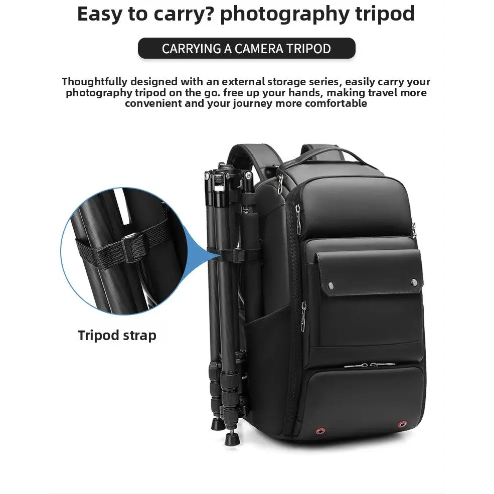 Backpack Camera Bag Photography Video Camera Digital Bag Waterproof Anti-theft Large Capacity Drone Bag - black