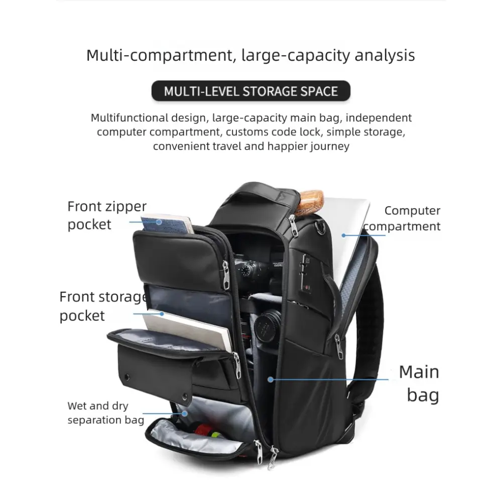 Backpack Camera Bag Photography Video Camera Digital Bag Waterproof Anti-theft Large Capacity Drone Bag - black