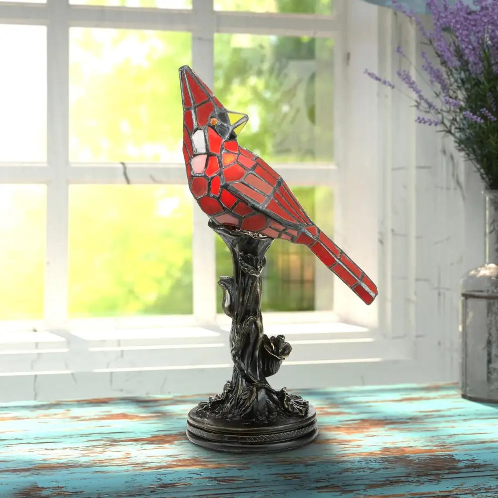 Cardinal Bird Decorative Table Lamp | Red Bird Animal Home Décor Light - Lamp