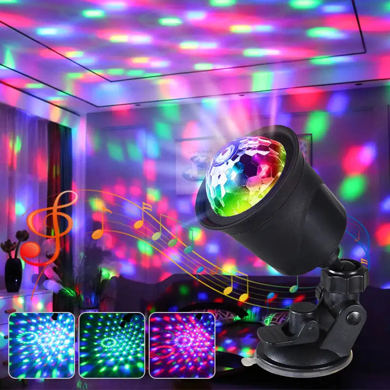 Colorful Rotating Lantern 5V USB Rechargeable Crystal Magic Ball Car Atmosphere Light Sound-Controlled Flashing Disco
