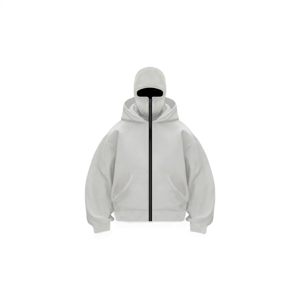 Fashion Masked Hoodie Hooded Sweatshirt Autumn Sweatshirt - Light Gray / S