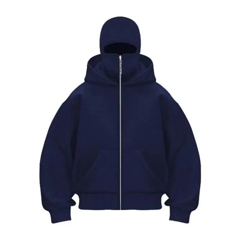 Fashion Masked Hoodie Hooded Sweatshirt Autumn Sweatshirt - Navy blue / S