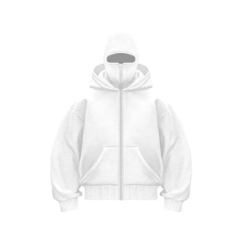 Fashion Masked Hoodie Hooded Sweatshirt Autumn Sweatshirt - White / S