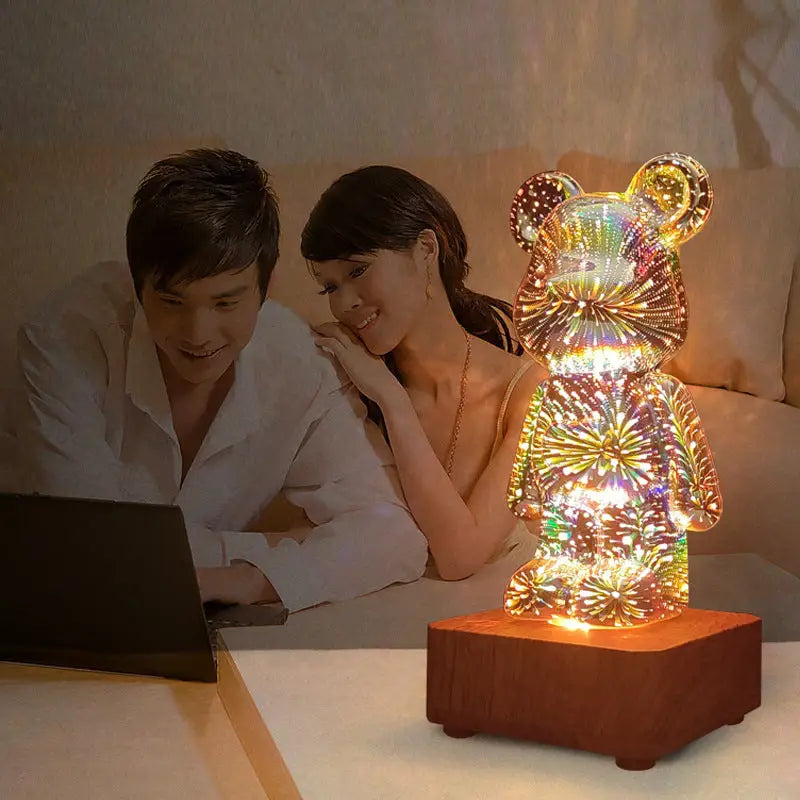 Glowing Bear Night Light Internet Celebrity Violent Bear Table Lamp Bedside Lamp Qixi Festival Gift Birthday Gift