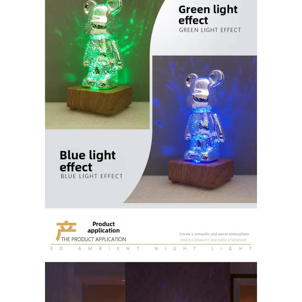 Glowing Bear Night Light Internet Celebrity Violent Bear Table Lamp Bedside Lamp Qixi Festival Gift Birthday Gift