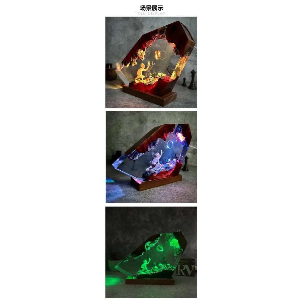 Gollum Power Ring Epoxy Resin Lamp Dark Lord’s Ring Fantasy World Night Light Halloween Gift