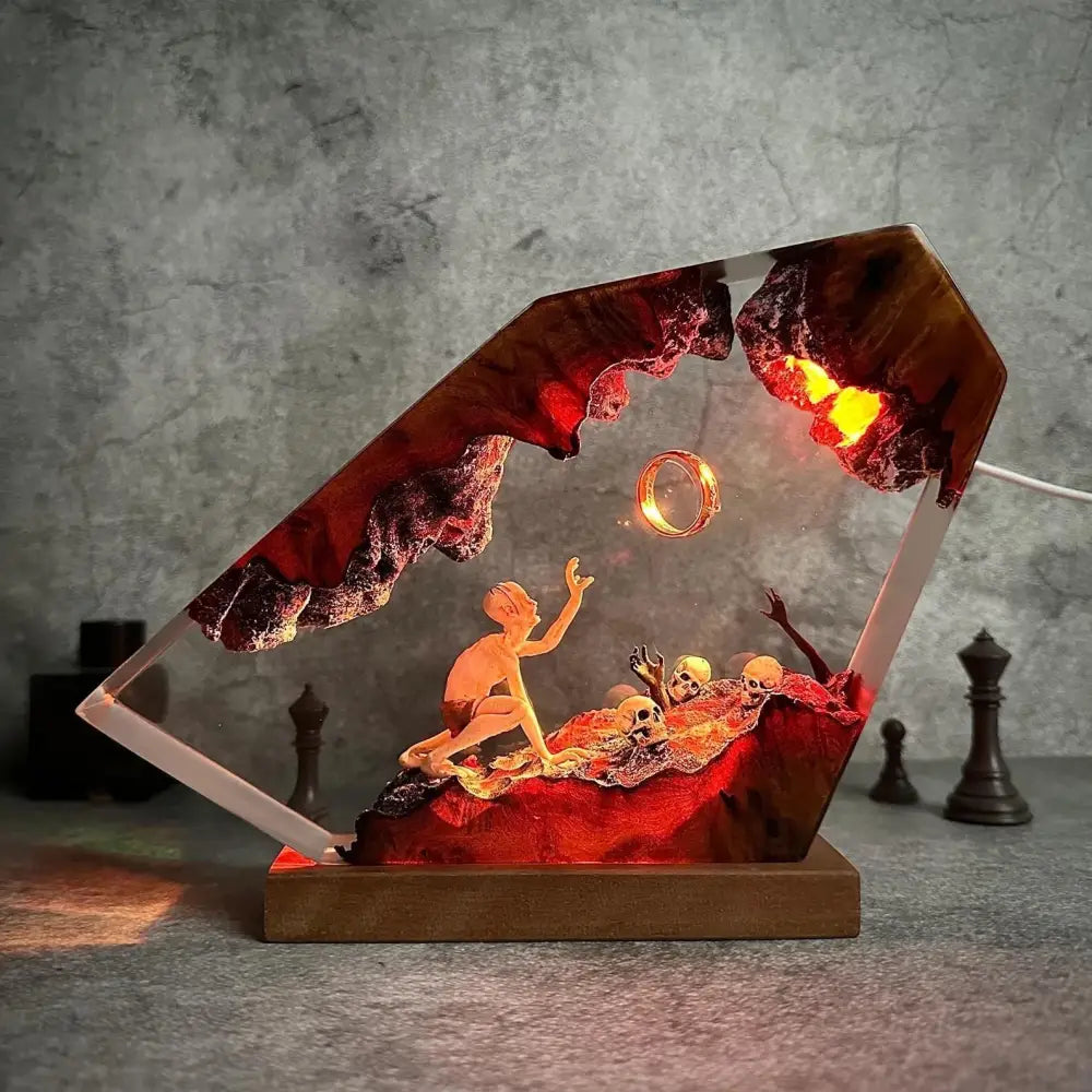 Gollum Power Ring Epoxy Resin Lamp Dark Lord’s Ring Fantasy World Night Light Halloween Gift